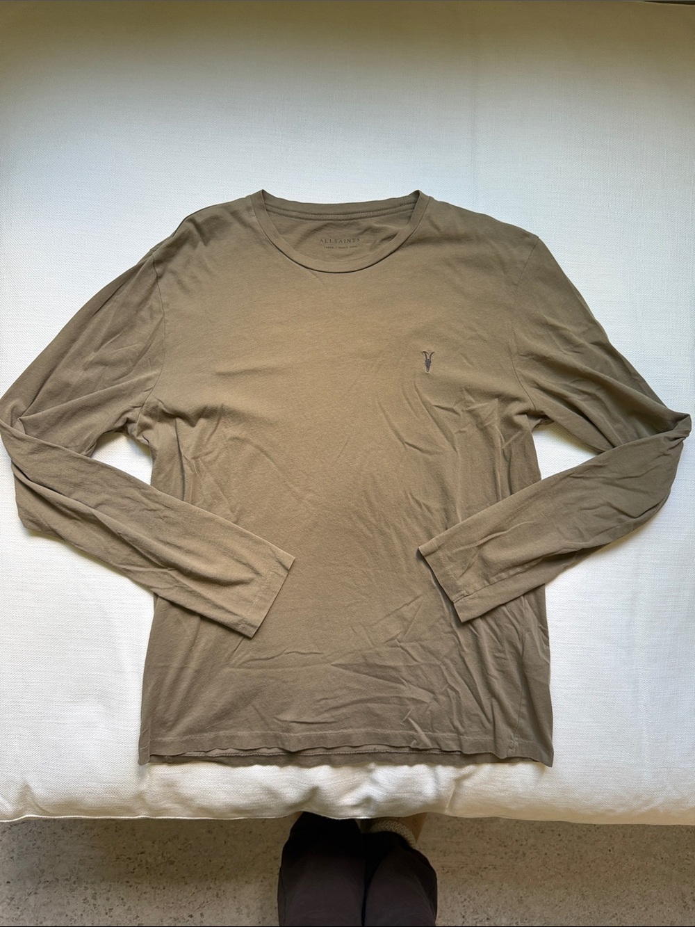 All Saints Men's Long Sleeve Crew in Olive Taupe